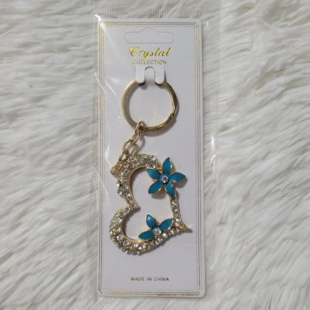Crystal Collection Floral Heart Keychain